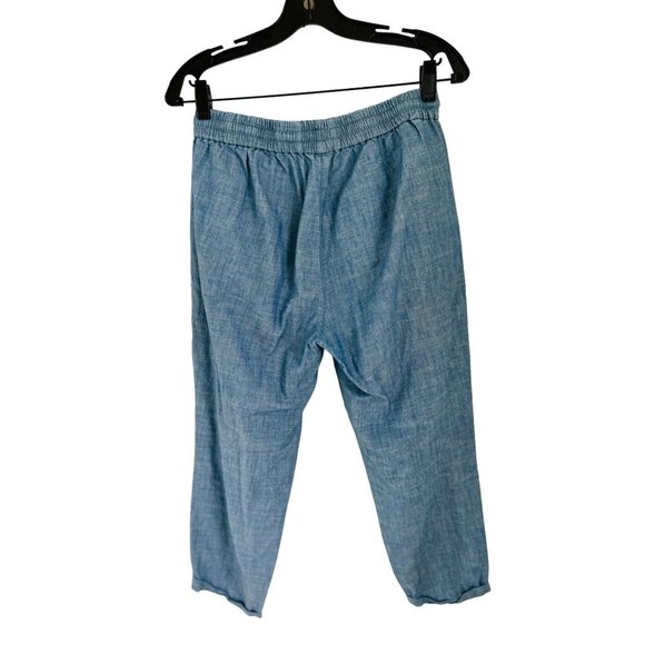 J.Crew Chambray Pants Elastic Waist Drawstring Summer Joggers Size 6 Blue - Picture 4 of 7